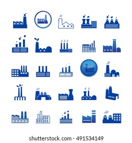 Factory Icons Set - Isolated On White Background.Vector Illustration,Graphic Design. For Web,Websites,Print,Presentation Templates,Mobile Applications And Promotional Materials