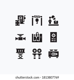 iconos de fábrica establecer línea con fondo blanco - vector