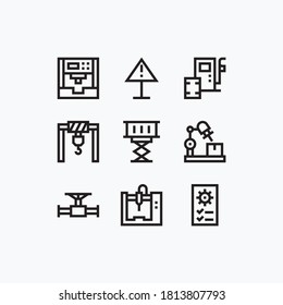 factory icons set line with white background - vector