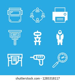 factory icons set with workers, print and welder vector set