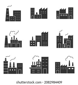 factory   icons set.factory  pack symbol vector elements for infographic web