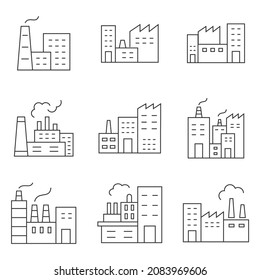factory icons set.factory pack symbol vector elements for infographic web
