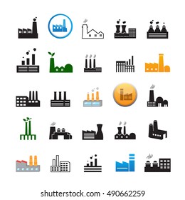 Factory Icons Set-Isolated On White Background.