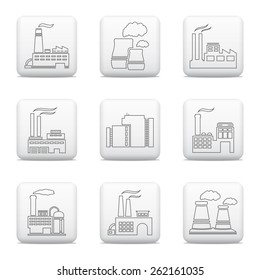 Factory icons, vector web buttons set