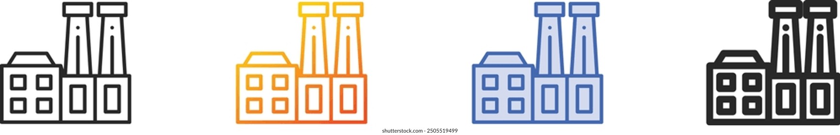 factory icon.Thin Linear, Gradient, Blue Stroke and bold Style Design Isolated On White Background