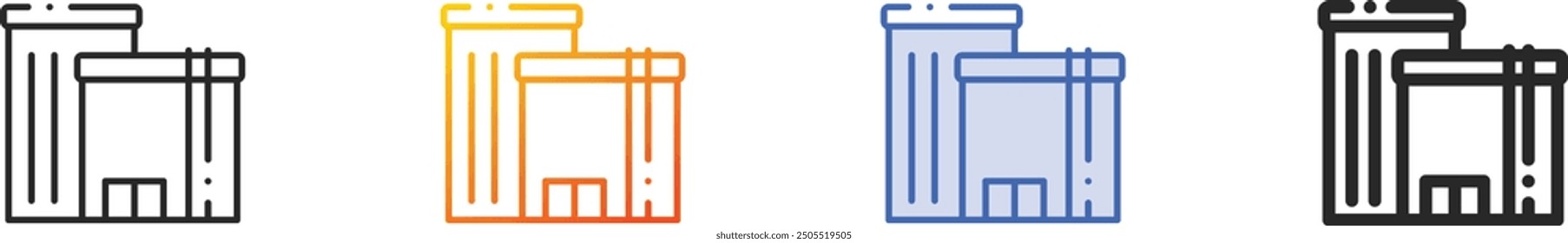 factory icon.Thin Linear, Gradient, Blue Stroke and bold Style Design Isolated On White Background
