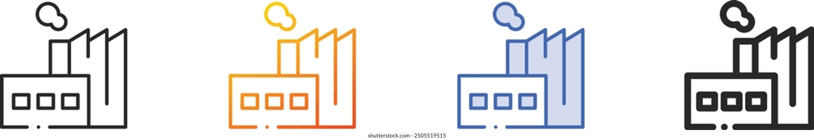 factory icon.Thin Linear, Gradient, Blue Stroke and bold Style Design Isolated On White Background