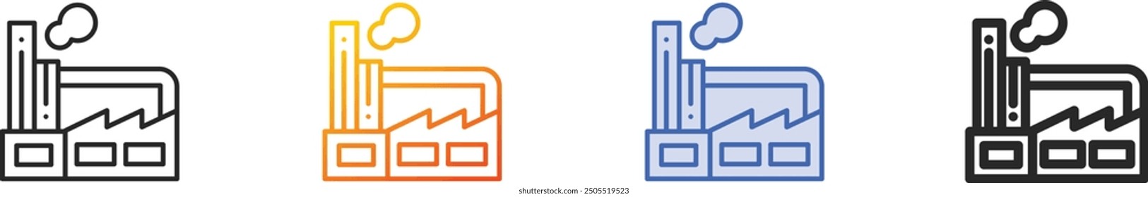 factory icon.Thin Linear, Gradient, Blue Stroke and bold Style Design Isolated On White Background