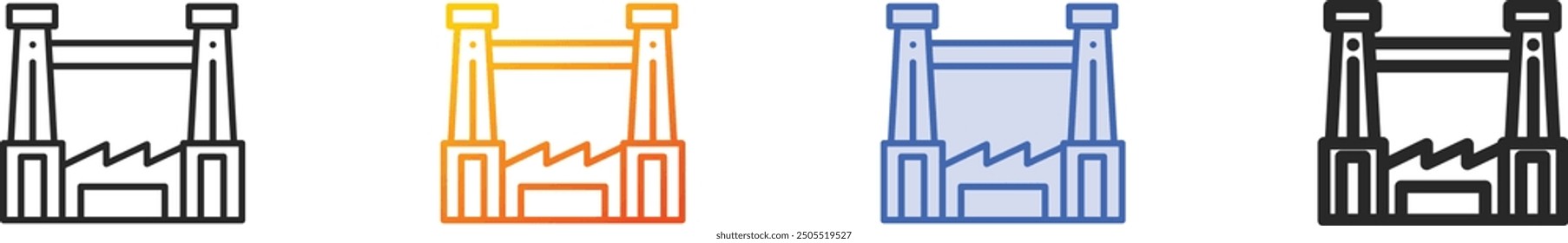 factory icon.Thin Linear, Gradient, Blue Stroke and bold Style Design Isolated On White Background