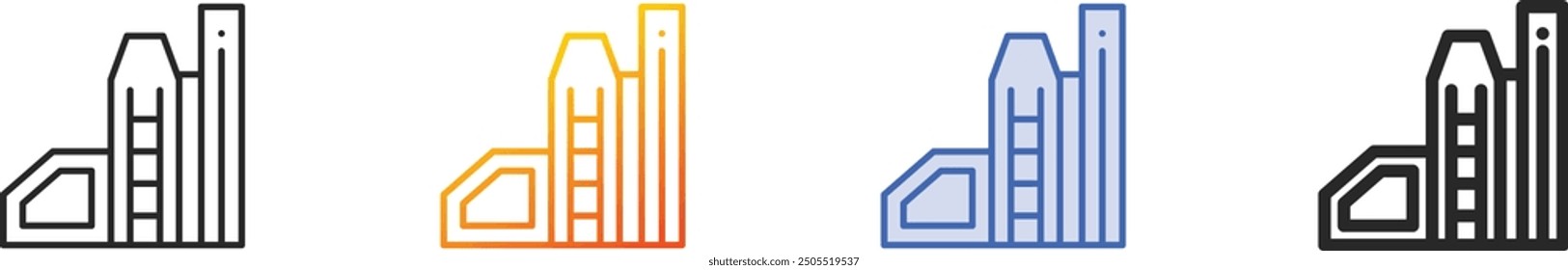 factory icon.Thin Linear, Gradient, Blue Stroke and bold Style Design Isolated On White Background