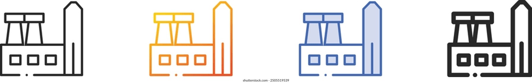 factory icon.Thin Linear, Gradient, Blue Stroke and bold Style Design Isolated On White Background