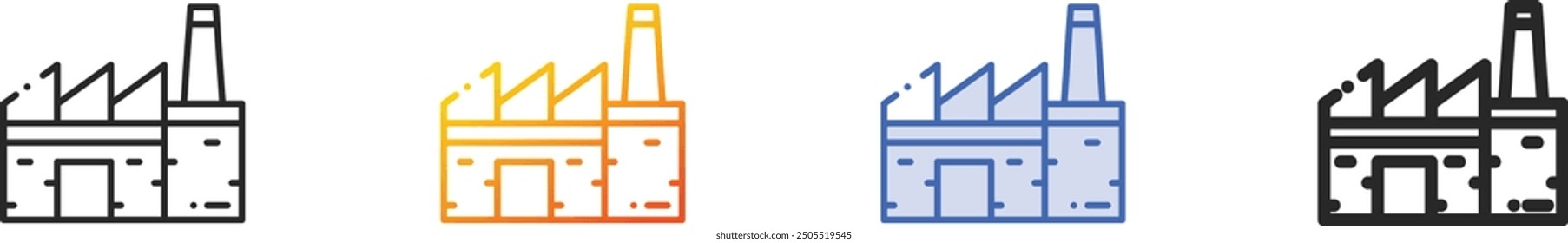 factory icon.Thin Linear, Gradient, Blue Stroke and bold Style Design Isolated On White Background