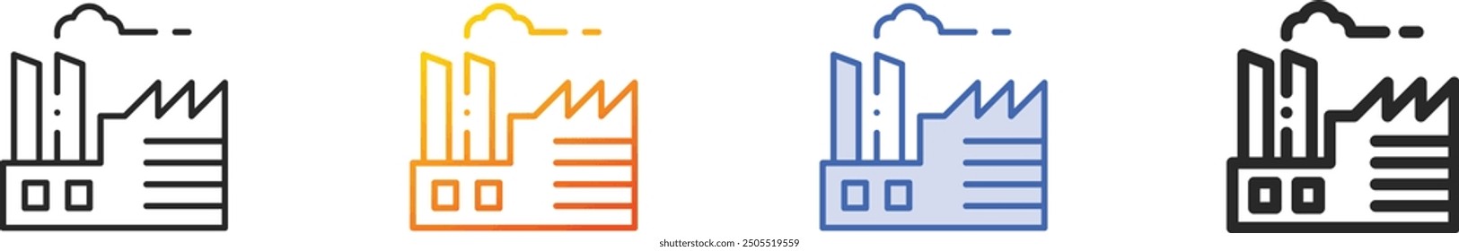 factory icon.Thin Linear, Gradient, Blue Stroke and bold Style Design Isolated On White Background