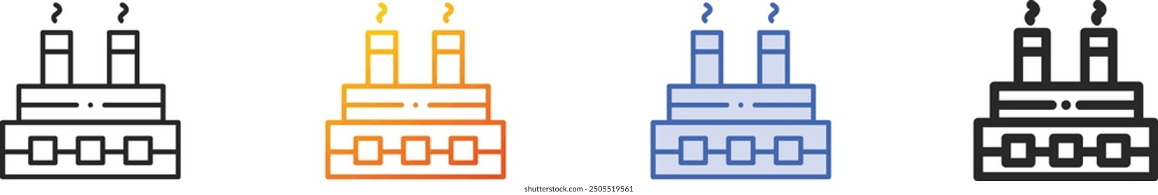factory icon.Thin Linear, Gradient, Blue Stroke and bold Style Design Isolated On White Background