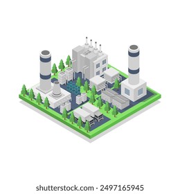 Factory illustrated isometric on background