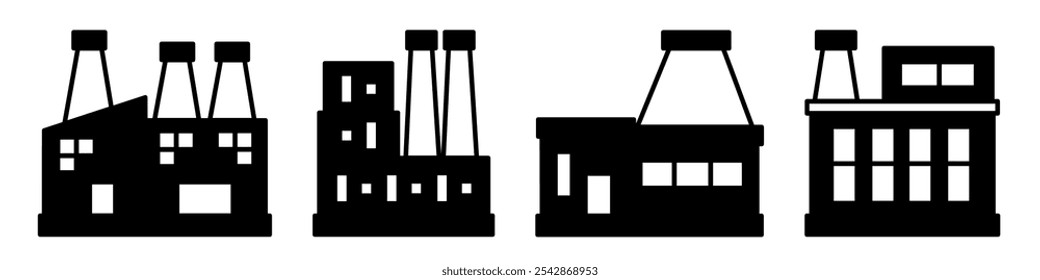 Factory illustration. Factory icon vector set. Design for business. Stock vector.
