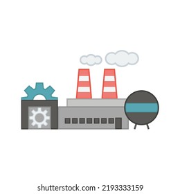 Factory industrial building icon. Air pollution concept. Vector illustration