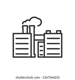 Factory, industrial building. linear icon. Line with editable stroke