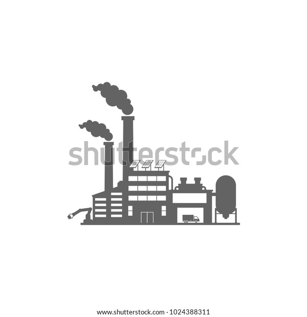 Factory and industrial buildings, car in\
stock. Flat style. vector\
illustration