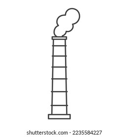 factory, industrial chimney with smoke- vector illustration