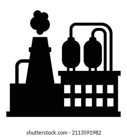 Factory Industrial Flat Icon Isolated On White Background