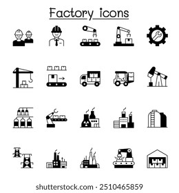 Factory and Industrial icon set