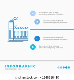 Factory, industrial, industry, manufacturing, production Infographics Template for Website and Presentation. Line Blue icon infographic style vector illustration