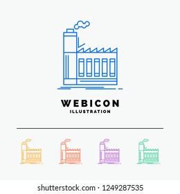 Factory, industrial, industry, manufacturing, production 5 Color Line Web Icon Template isolated on white. Vector illustration