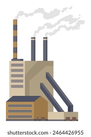 Factory industrial. Manufactory industrial building refinery factory or nuclear power station. Complex of chemical plant buildings isolated on white background