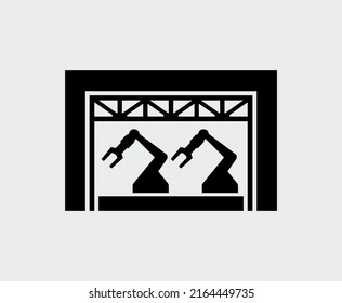 Factory Industrial Mechanical Robot Arm Vector Icon