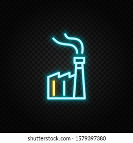 factory, industrial, plant neon icon. Blue and yellow neon vector icon.