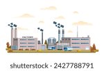 Factory or industrial site buildings vector illustration. Flat design illustration front view concept for city illustration	