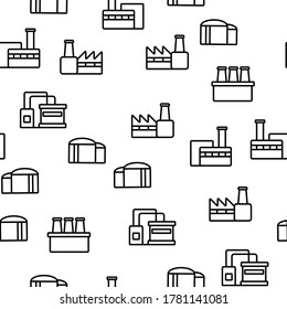 Factory Industrial Vector Seamless Pattern Thin Line Illustration