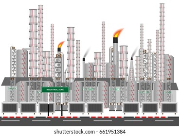 Factory in industrial zone on white background. Concept and idea background. Vector EPS10
