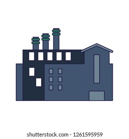 Factory industry building isolated