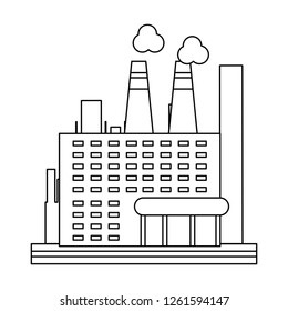 Factory industry building isolated black and white