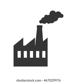 factory industry building steam chimney tower production vector graphic isolated and flat illustration