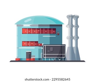 factory industry with chimney and tank isolated