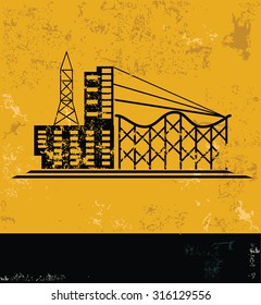 Factory and industry concept design, yellow grunge vector