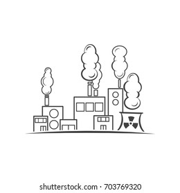 Factory industry contour icon isolated vector