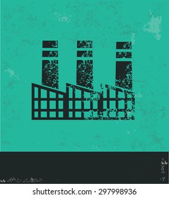 Factory industry design on green background,grunge vector