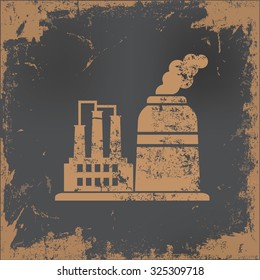 Factory industry design on old paper background, vector
