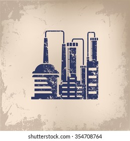 Factory, industry design on old paper background, vector