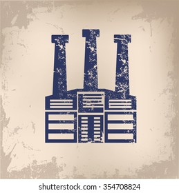 Fábrica, diseño industrial sobre fondo de papel antiguo, vector