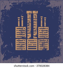 
Factory, industry design on old paper background, vector