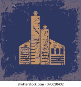 
Factory, industry design on old paper background, vector