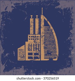 
Factory, industry design on old paper background, vector