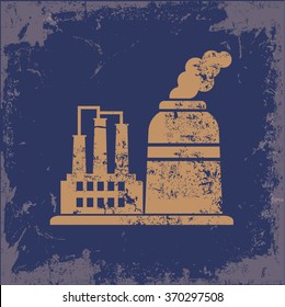 
Factory, industry design on old paper background, vector