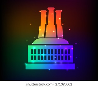 Factory, industry design on rainbow concept background,clean vector