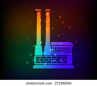 Factory, industry design on rainbow concept background,clean vector
